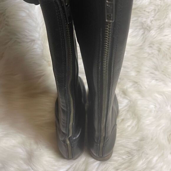 Frye Pippa 77007 Leather Black tall boots Back Zipper Size 6.5B - Picture 5 of 13